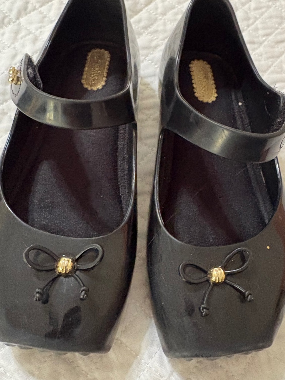 Mini Melissa black with bow accent jelly shoes size 10